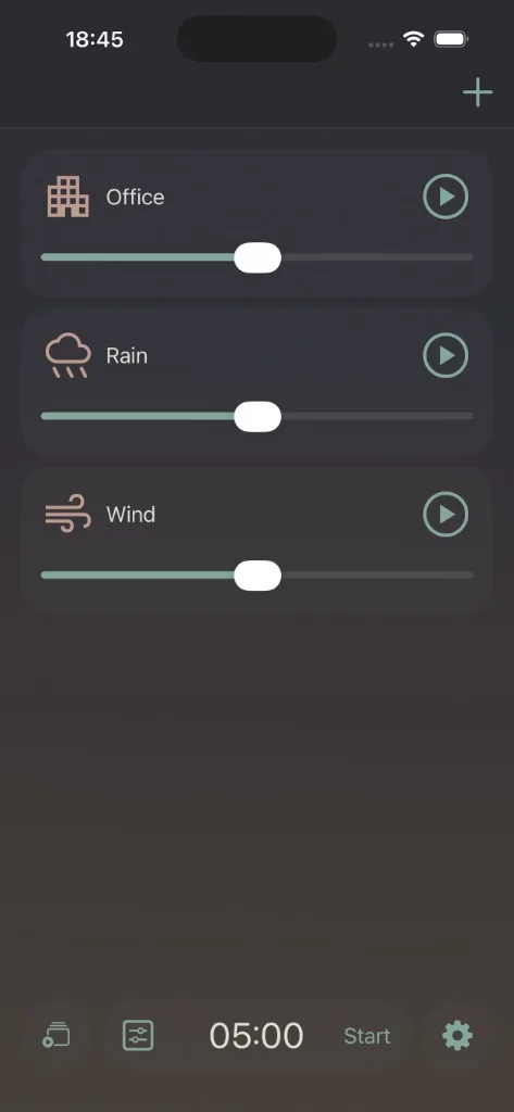 MindRest custom mixing screenshot